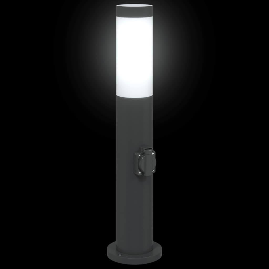 Pullertlampe med stikkontakt 50 cm rustfritt stål IP44