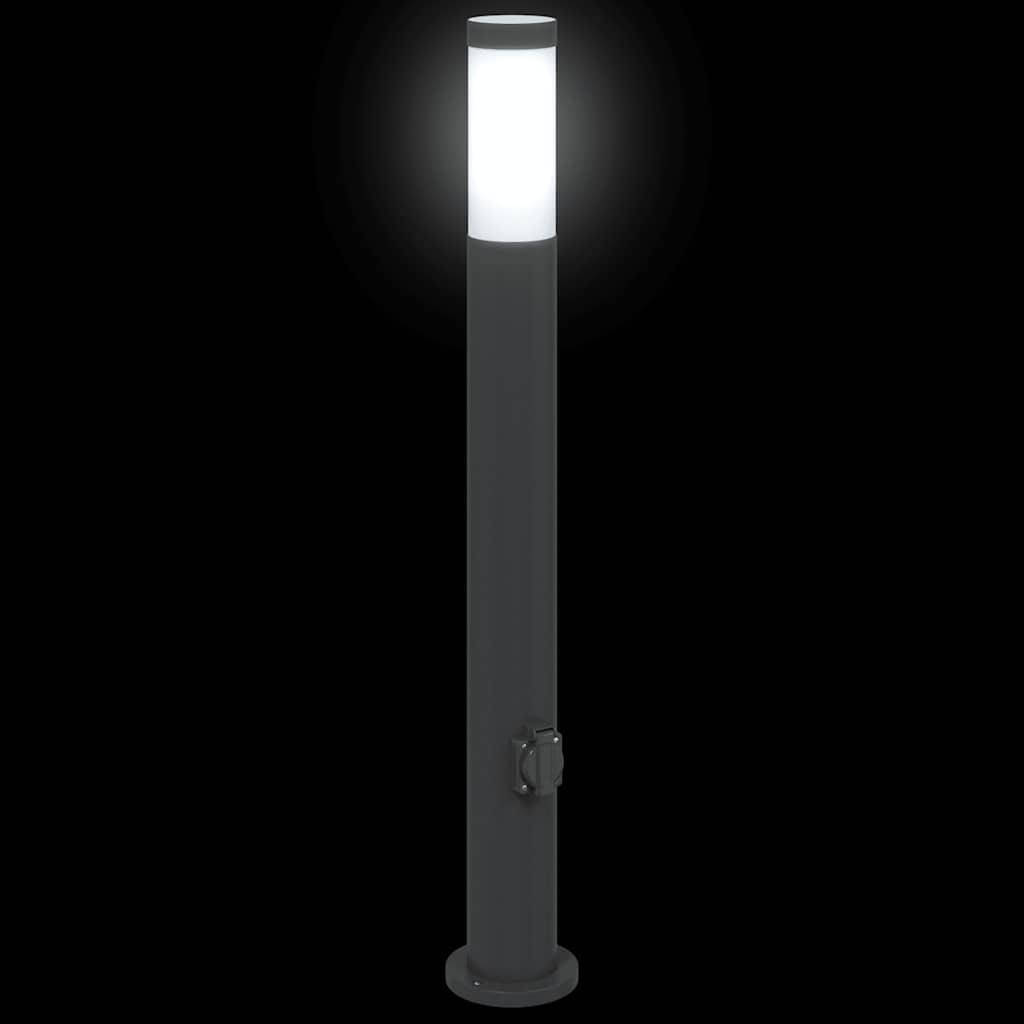 Pullertlampe med stikkontakt 80 cm rustfritt stål IP44