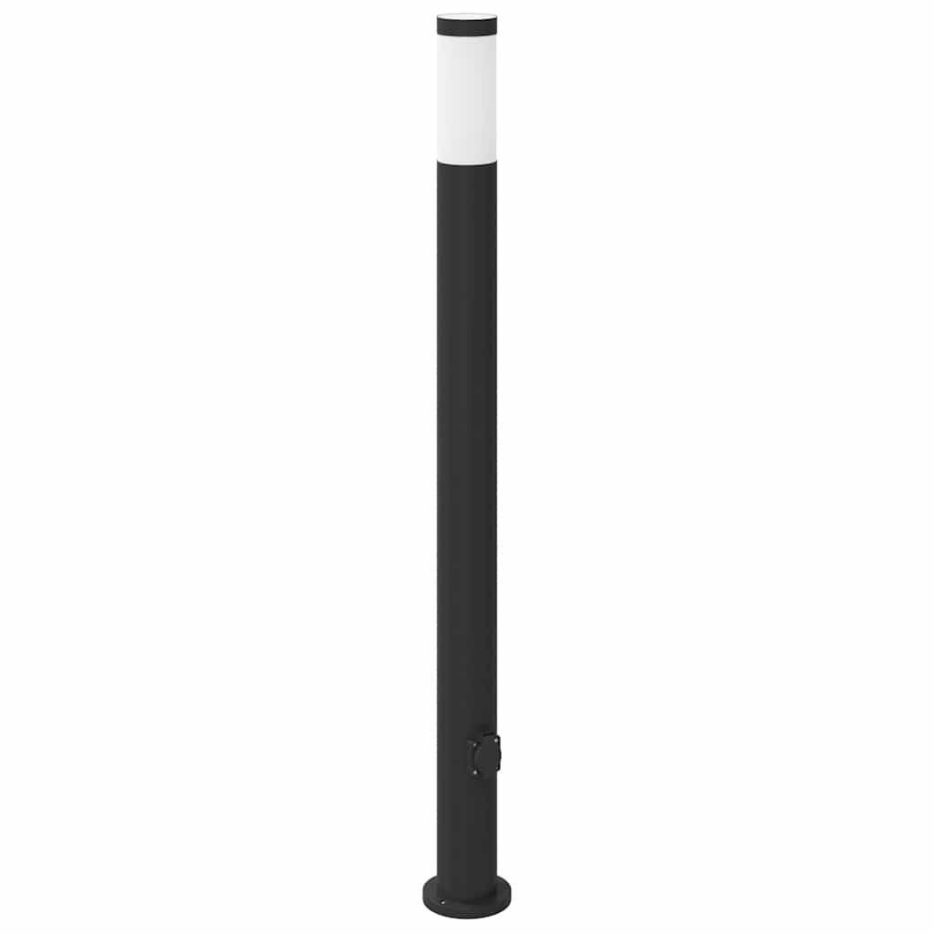 Pullertlampe med stikkontakt 110 cm rustfritt stål IP44