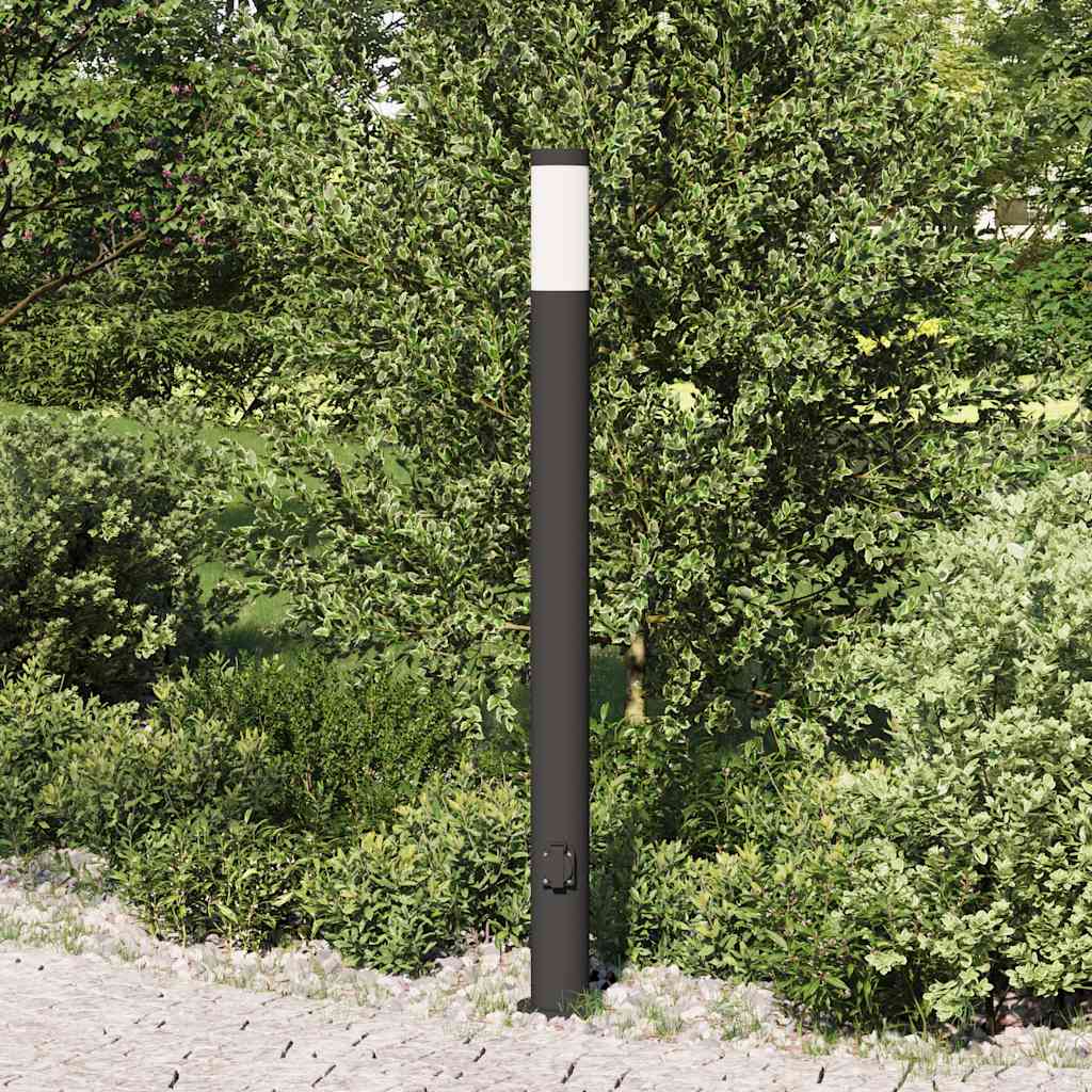 Pullertlampe med stikkontakt 110 cm rustfritt stål IP44