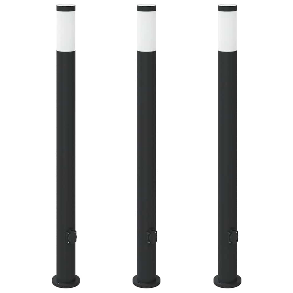 Pullertlamper med stikkontakt 3 stk 110 cm rustfritt stål IP44