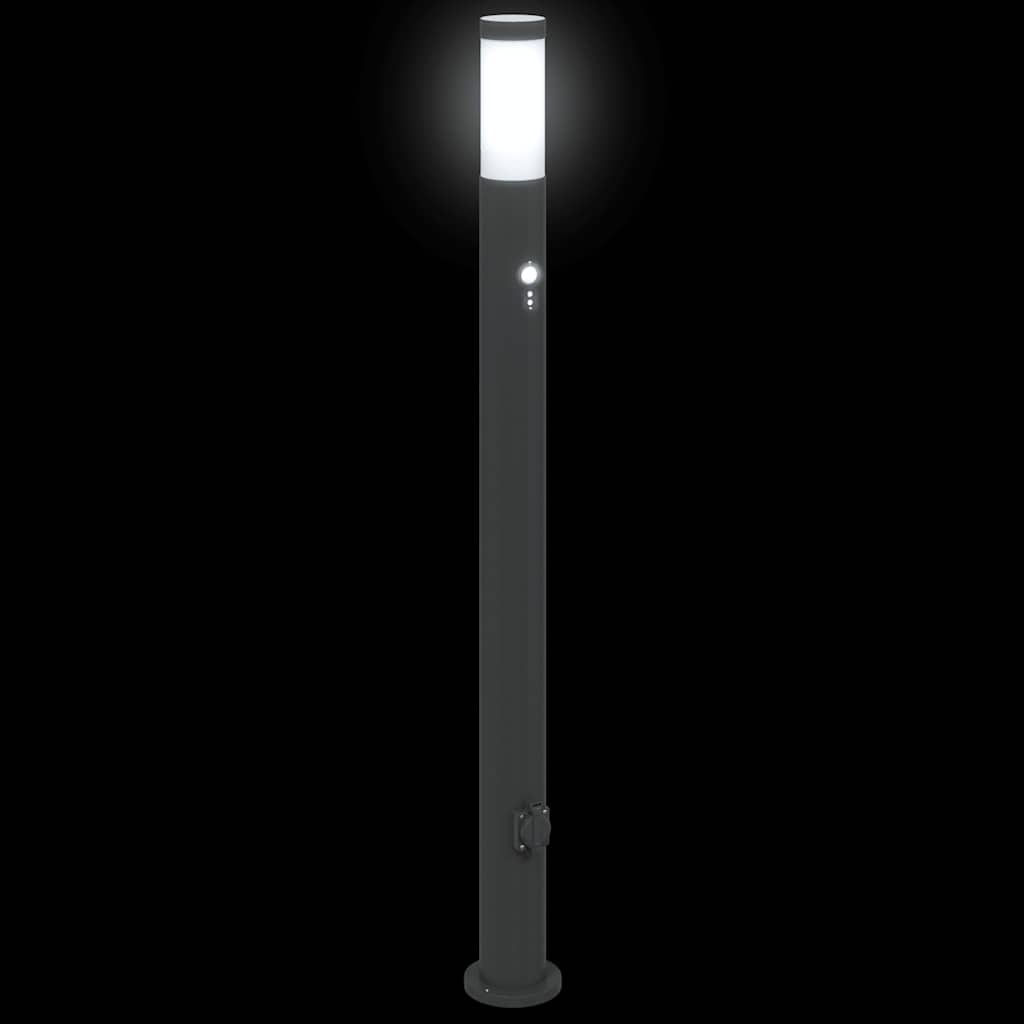 Pullertlampe med sensor og stikkontakt 110 cm rustfritt stål IP44