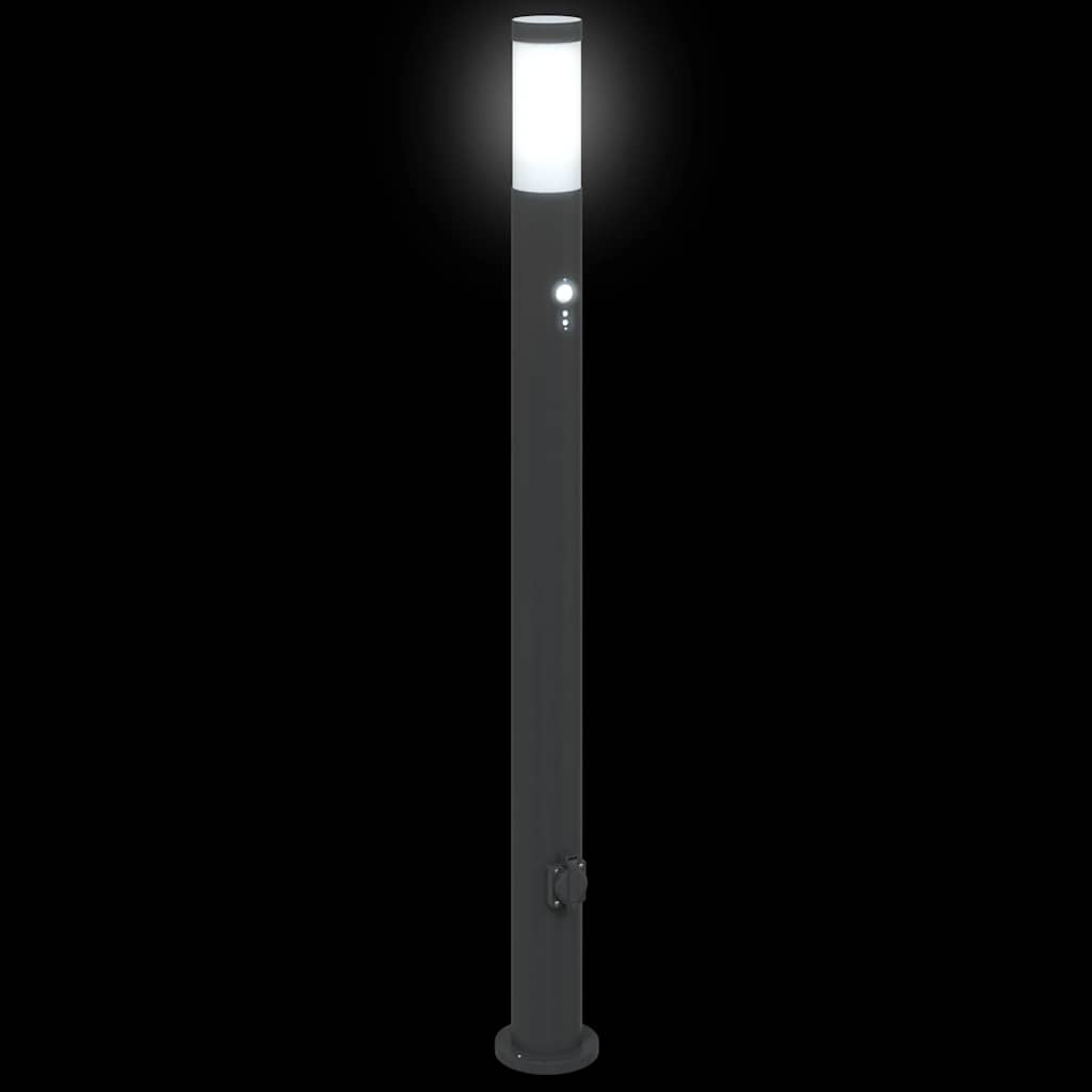 Pullertlamper med sensor og stikkontakt 3 stk 110 cm rustfritt stål IP44