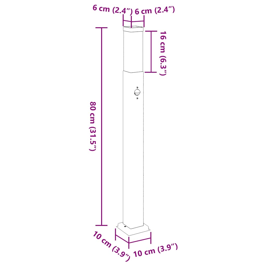 Pullertlampe med sensor 80 cm rustfritt stål IP44