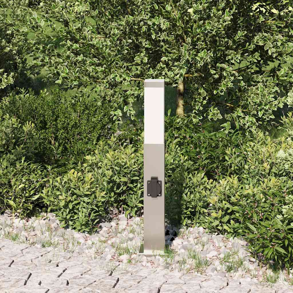Pullertlampe med stikkontakt 50 cm rustfritt stål IP44