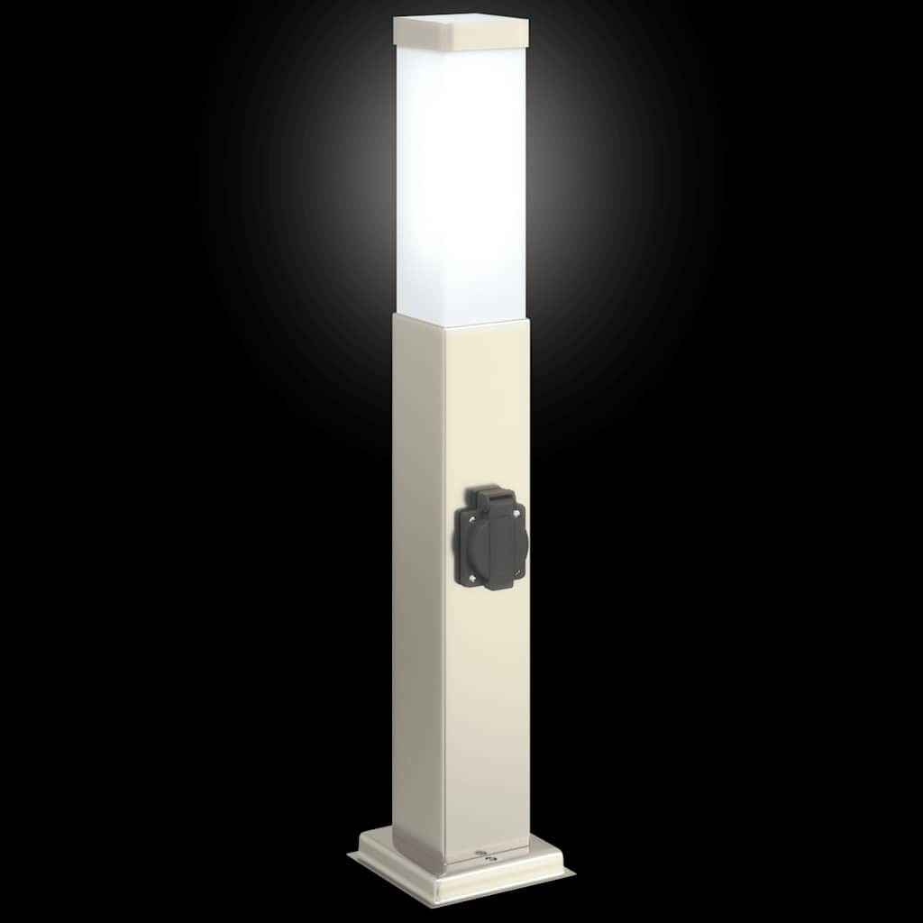 Pullertlampe med stikkontakt 50 cm rustfritt stål IP44
