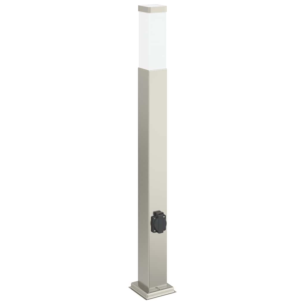 Pullertlampe med stikkontakt 80 cm rustfritt stål IP44