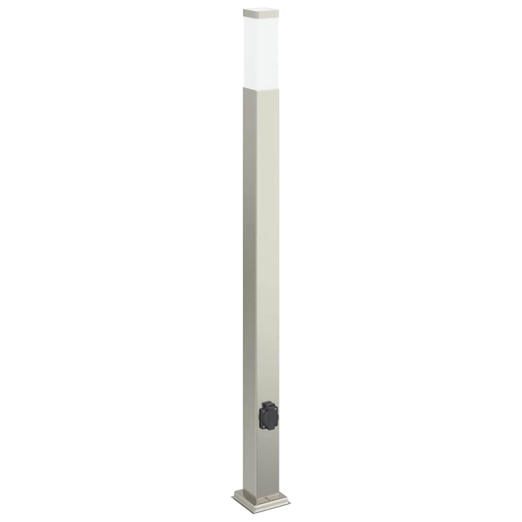 Pullertlampe med stikkontakt 110 cm rustfritt stål IP44