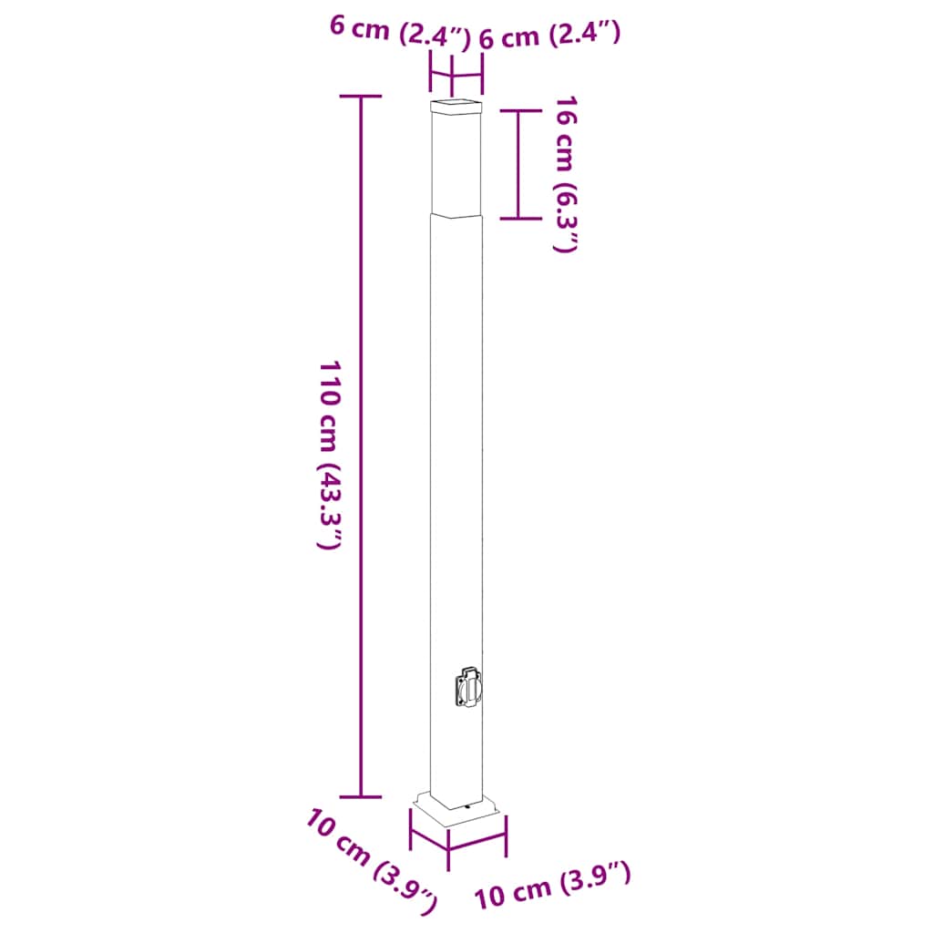 Pullertlamper med stikkontakt 3 stk 110 cm rustfritt stål IP44