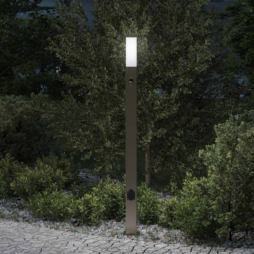 Pullertlampe med sensor og stikkontakt 110 cm rustfritt stål IP44