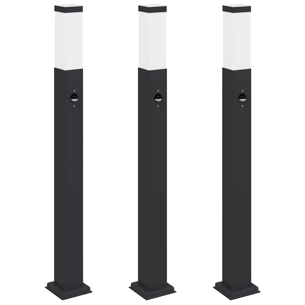 Pullertlys med sensor 3 stk 80 cm svart IP44