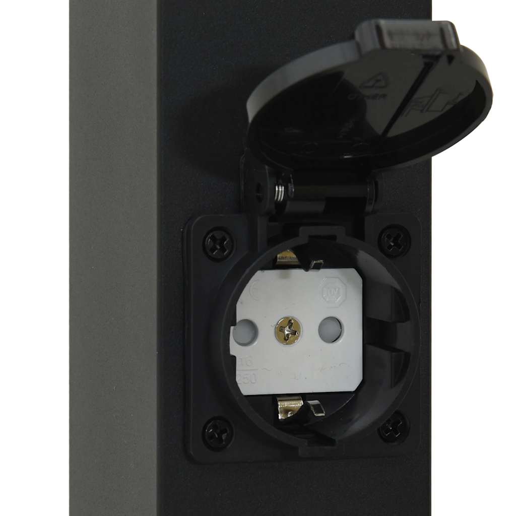Pullertlampe med stikkontakt 50 cm svart IP44