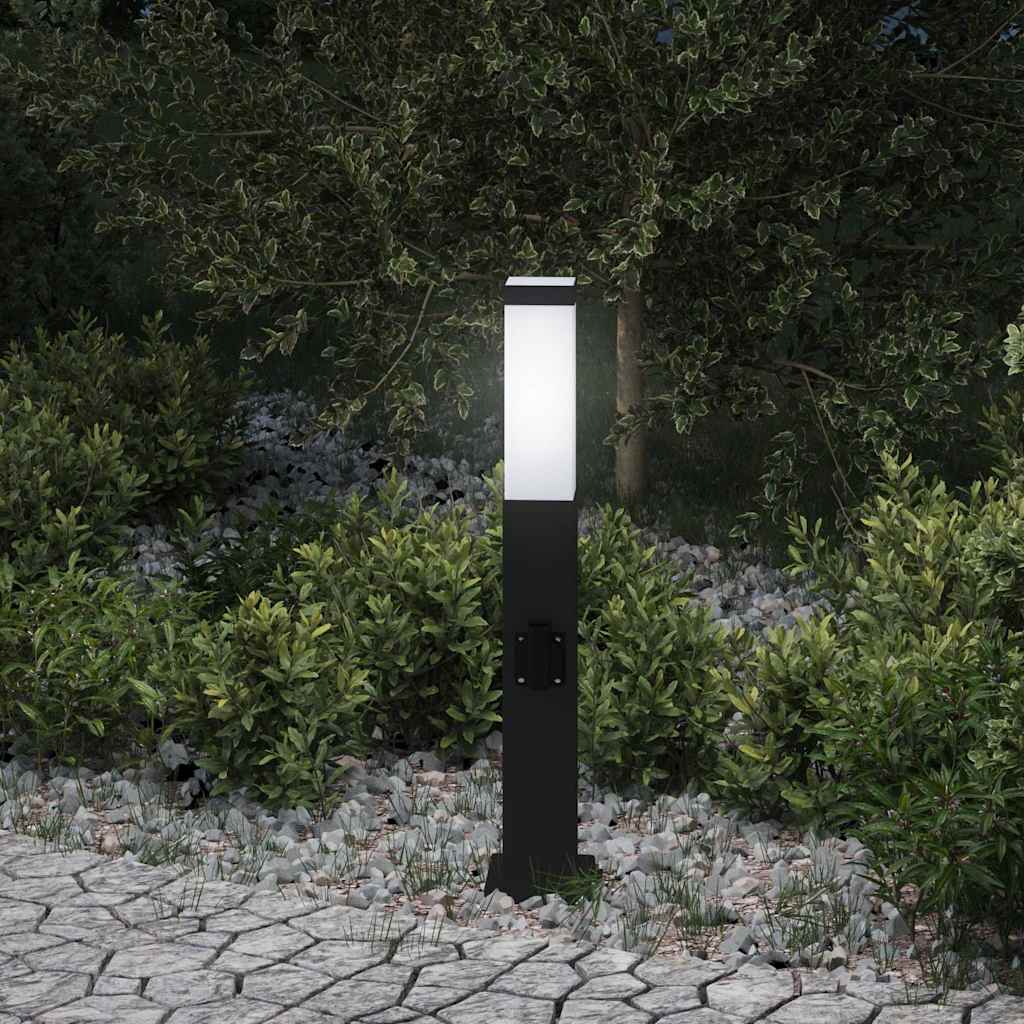 Pullertlampe med stikkontakt 50 cm svart IP44