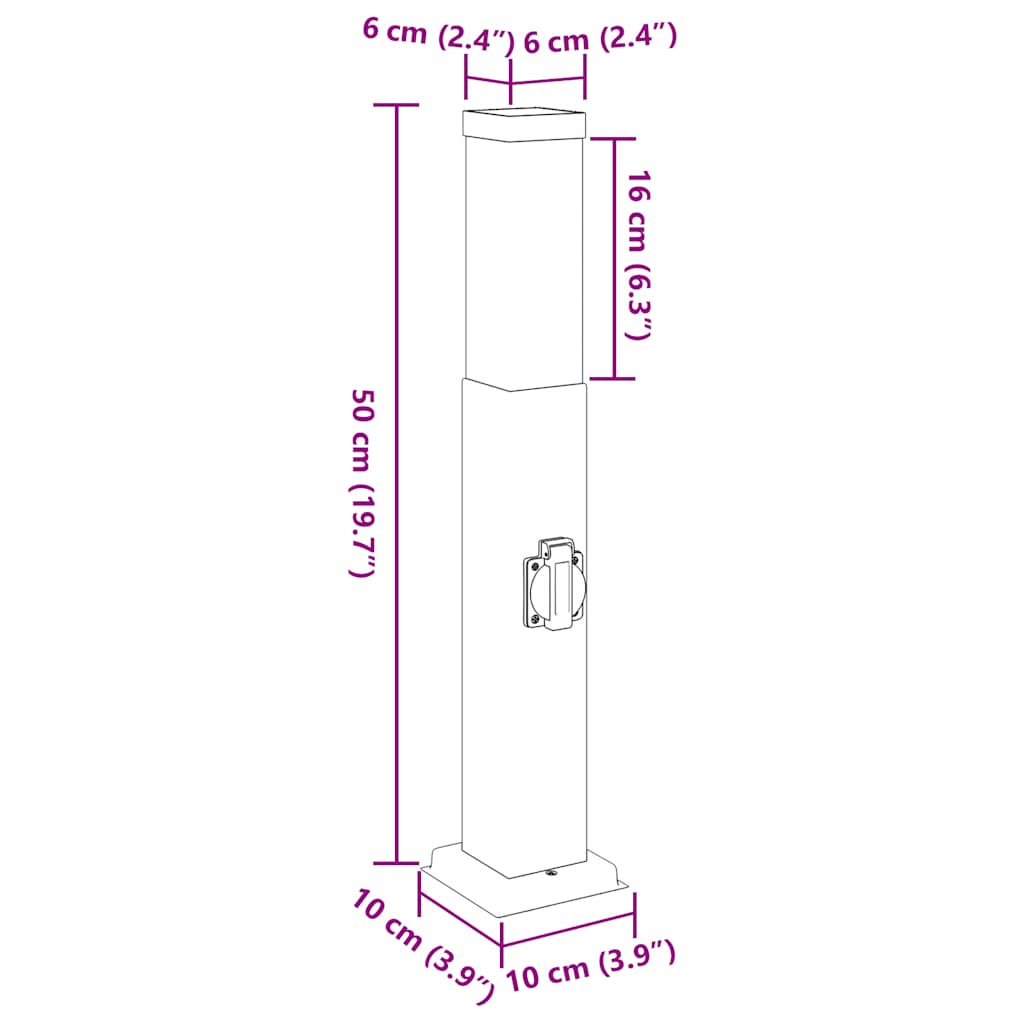 Pullertlamper med stikkontakt 3 stk 50 cm svart IP44