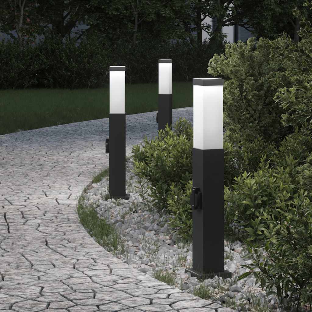 Pullertlamper med stikkontakt 3 stk 50 cm svart IP44