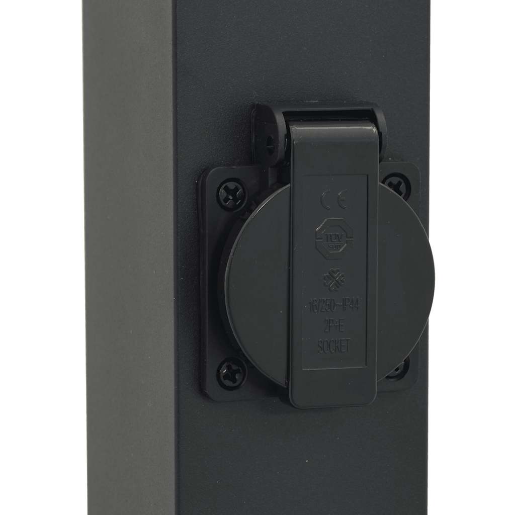 Pullertlampe med stikkontakt 110 cm svart IP44