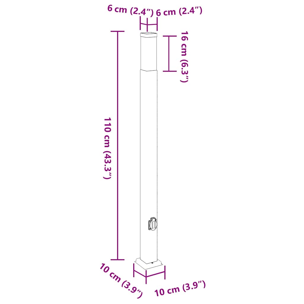 Pullertlamper med stikkontakt 3 stk 110 cm svart IP44
