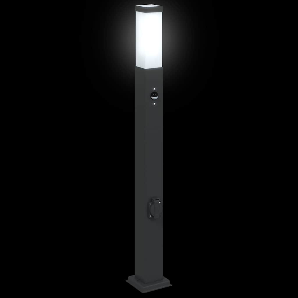 Pullertlamper med sensor og stikkontakt 3 stk 80 cm svart IP44