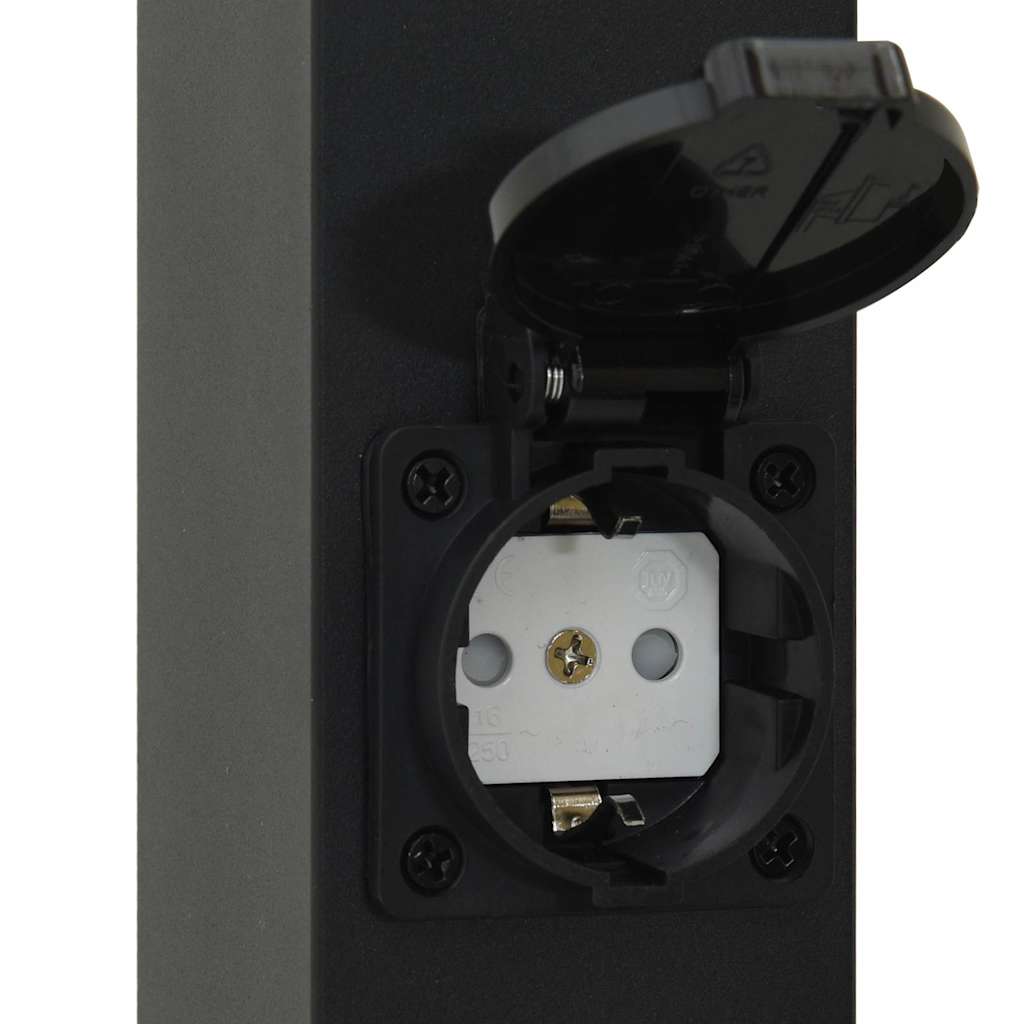 Pullertlampe med sensor og stikkontakt 110 cm svart IP44