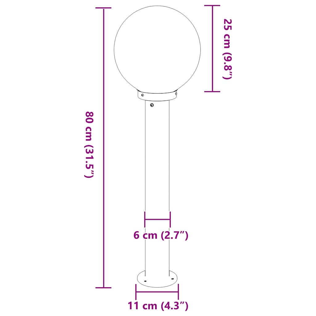 Pullertlamper 3 stk 80 cm rustfritt stål IP44