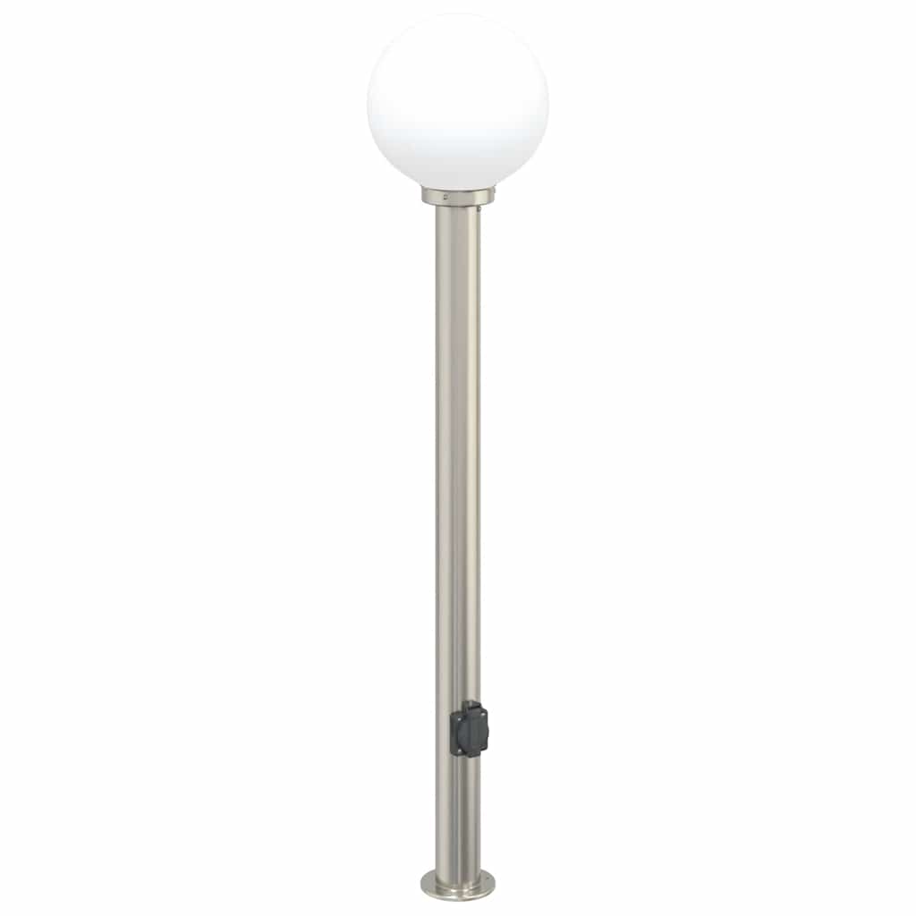 Pullertlampe med stikkontakt 120 cm rustfritt stål IP44