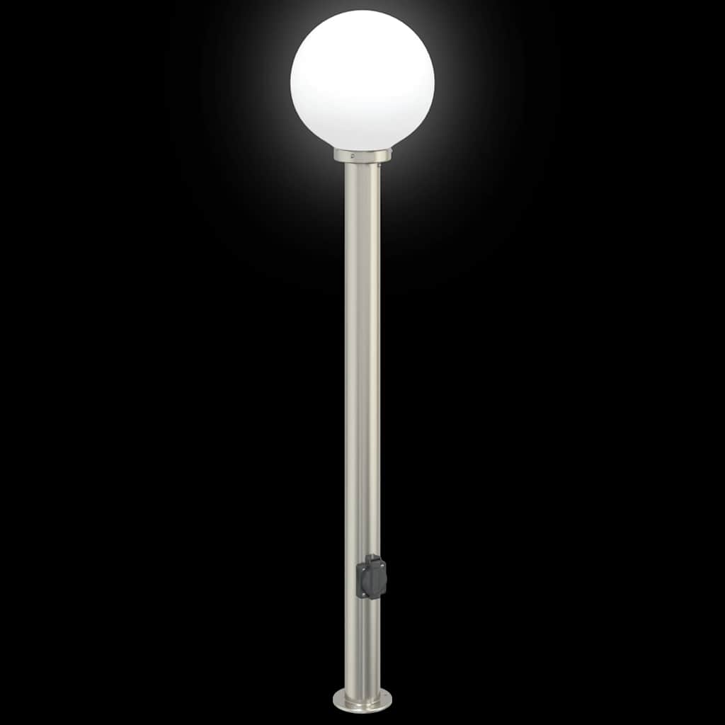 Pullertlampe med stikkontakt 120 cm rustfritt stål IP44