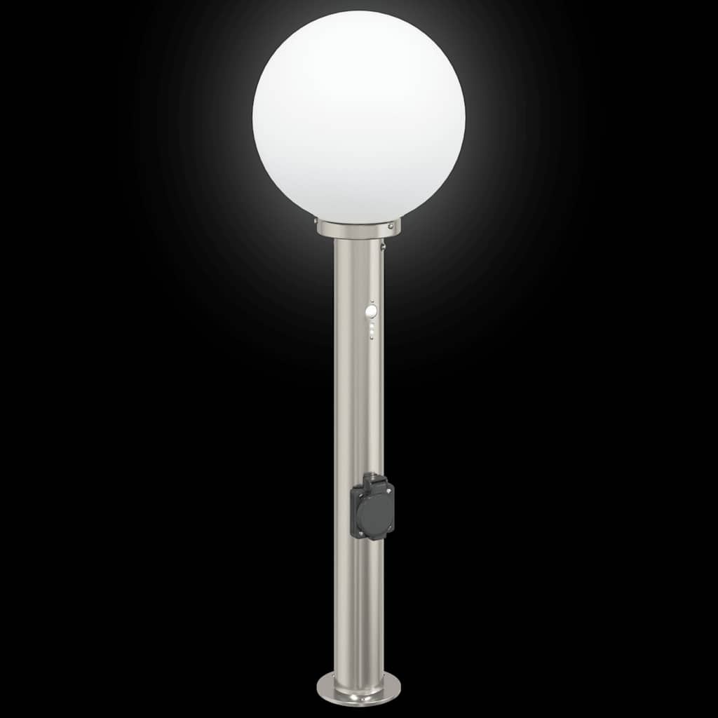 Pullertlampe med sensor og stikkontakt 80 cm rustfritt stål IP44