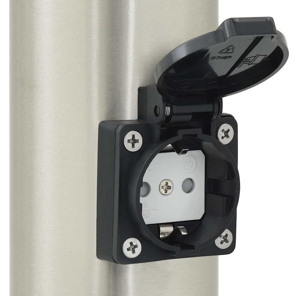 Pullertlampe med sensor og stikkontakt 80 cm rustfritt stål IP44