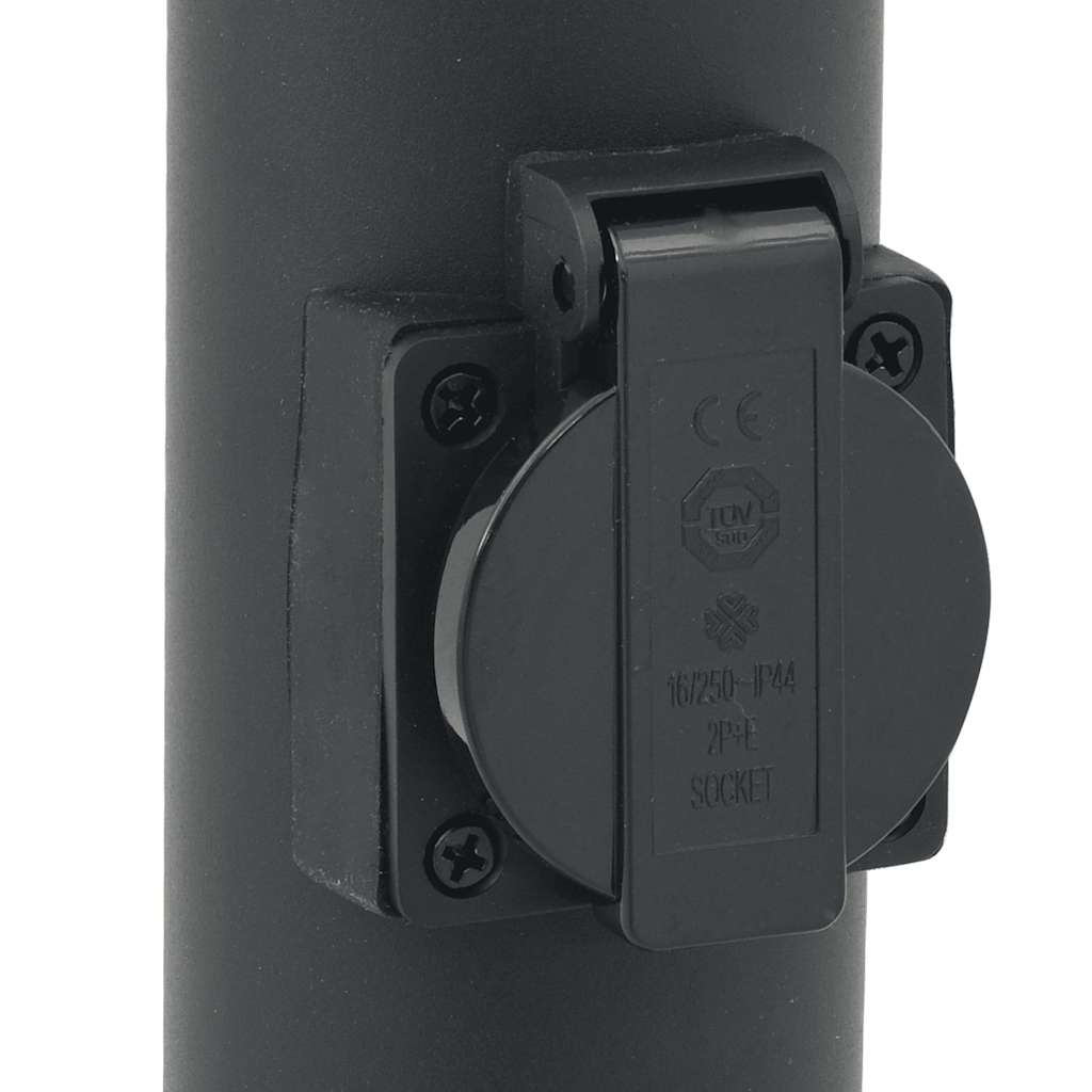 Pullertlamper med sensor og stikkontakt 3 stk 80 cm svart IP44