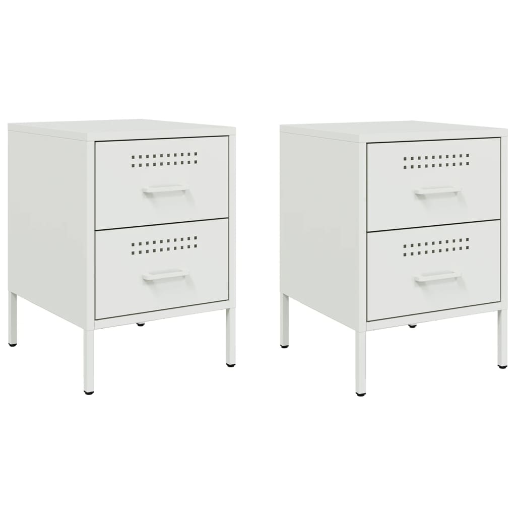Nattbord 2 stk hvit 36x39x50,5 cm stål