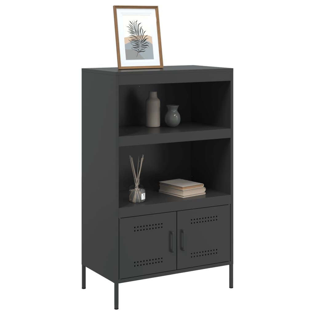 Highboard svart 68x39x113 cm stål