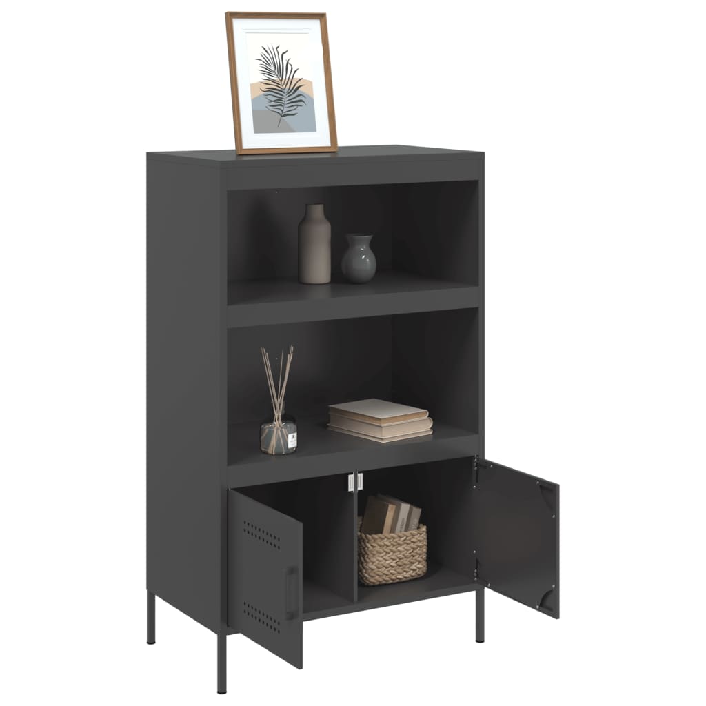 Highboard svart 68x39x113 cm stål