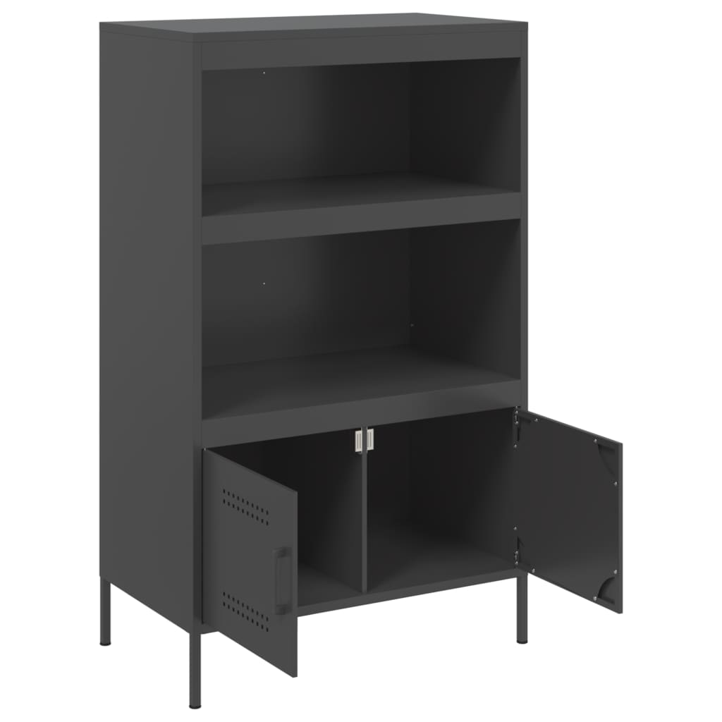 Highboard svart 68x39x113 cm stål