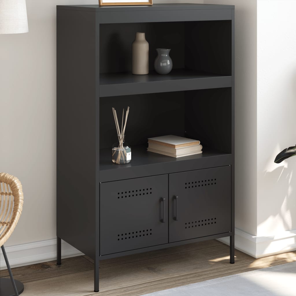 Highboard svart 68x39x113 cm stål