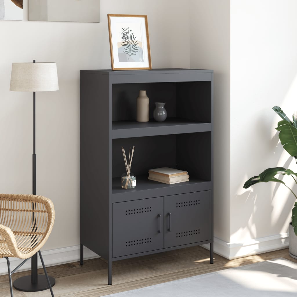 Highboard antrasitt 68x39x113 cm stål