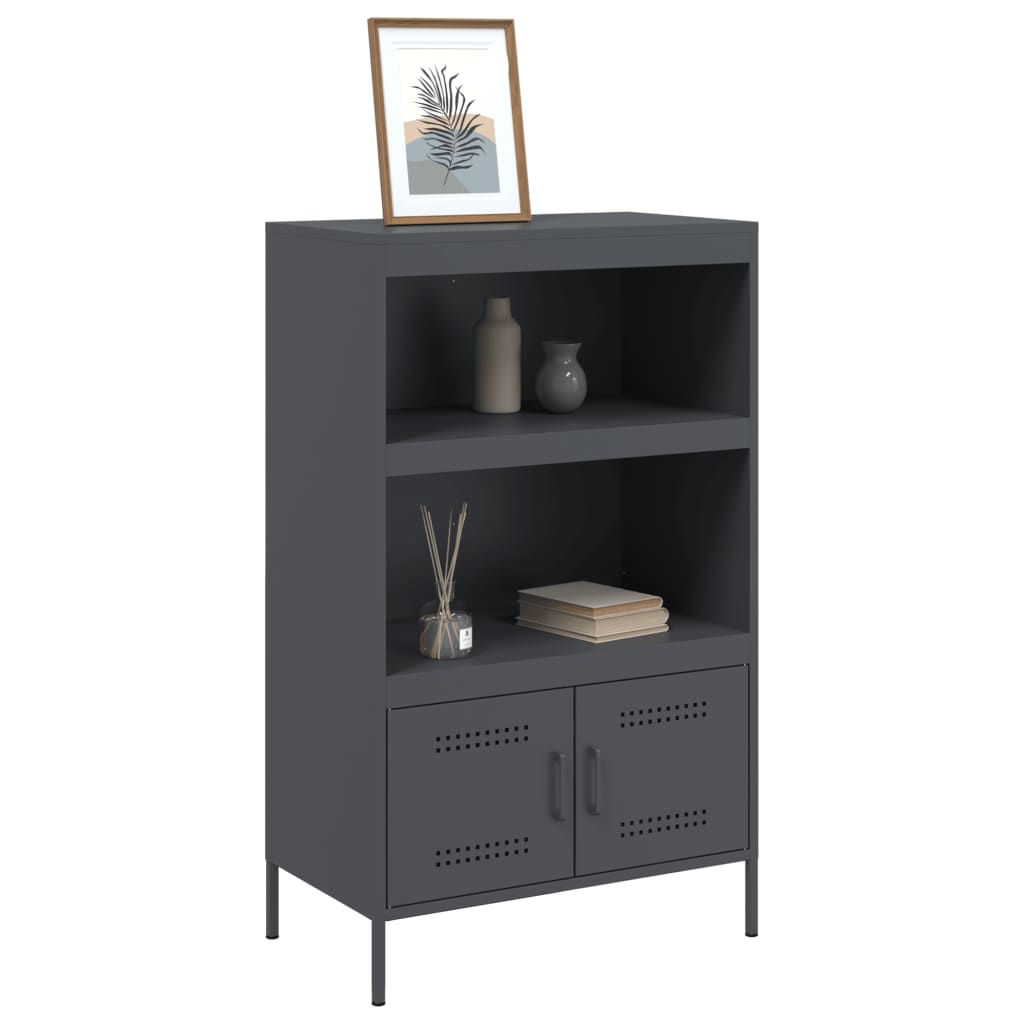 Highboard antrasitt 68x39x113 cm stål