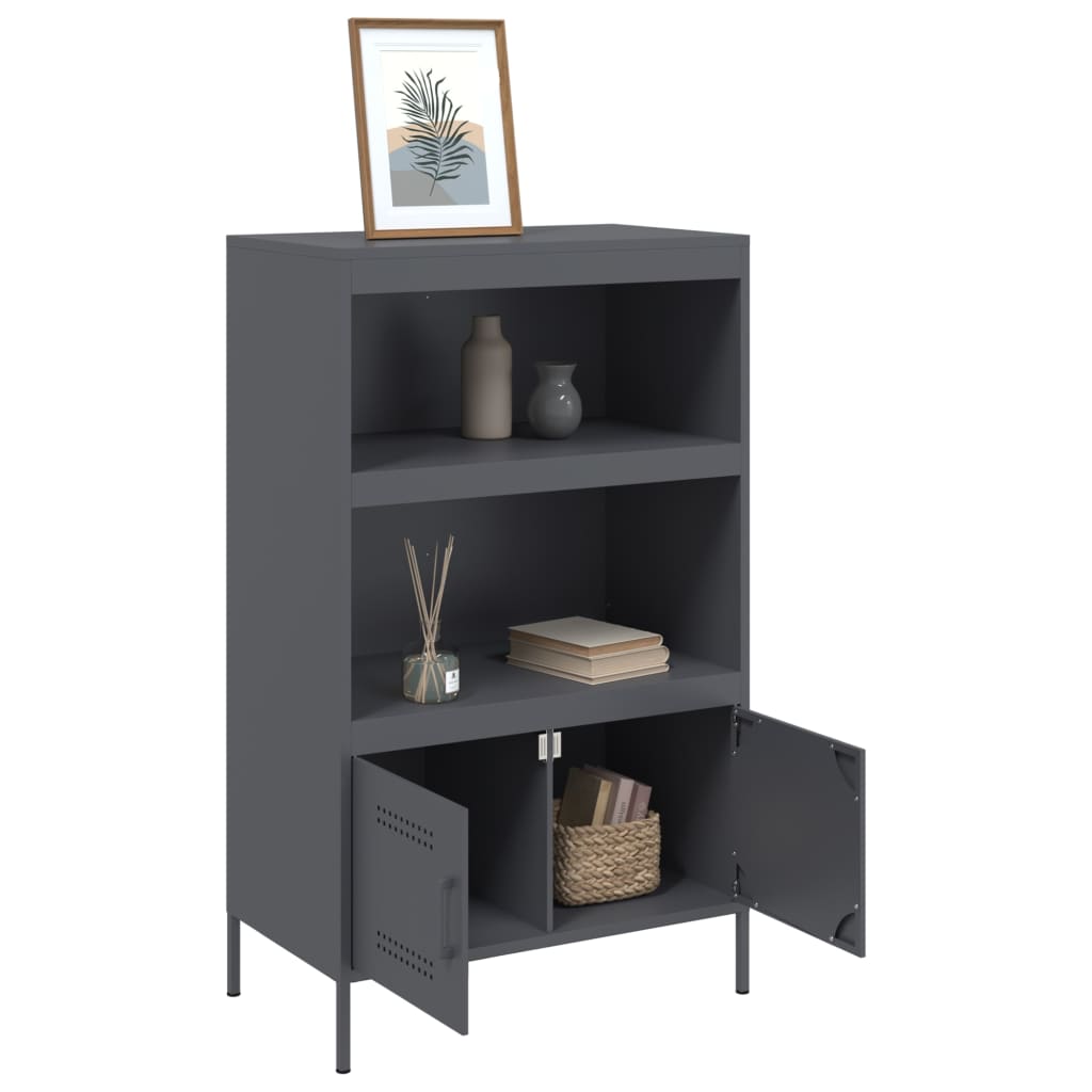 Highboard antrasitt 68x39x113 cm stål