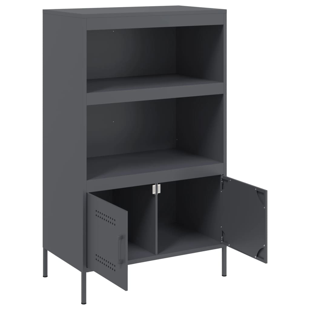 Highboard antrasitt 68x39x113 cm stål