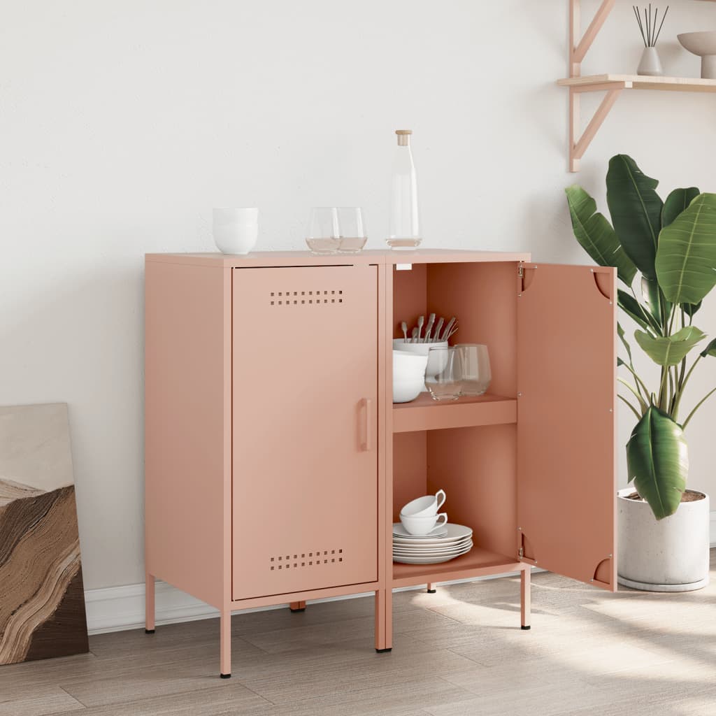 Skjenker 2 stk rosa 36x39x79 cm stål