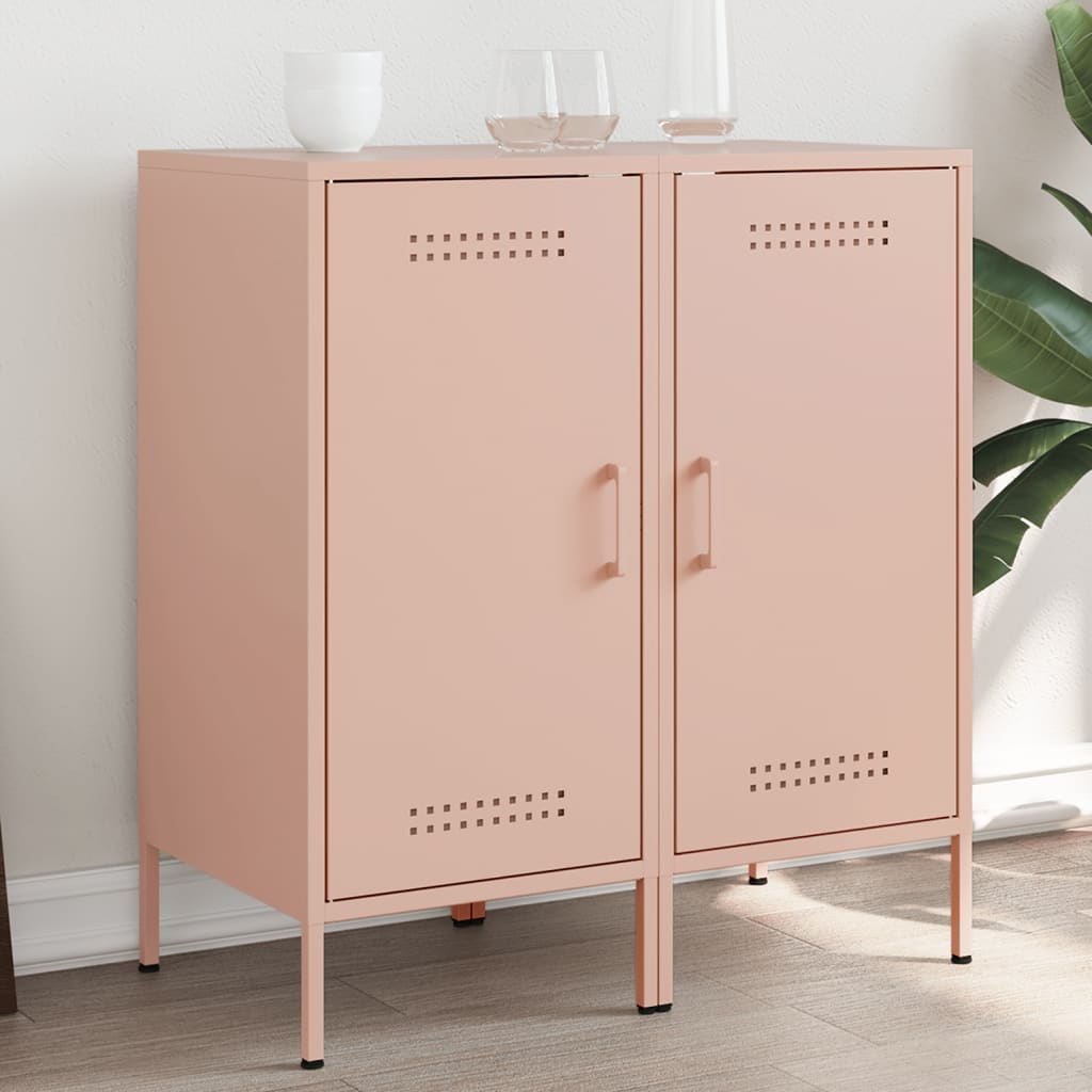 Skjenker 2 stk rosa 36x39x79 cm stål