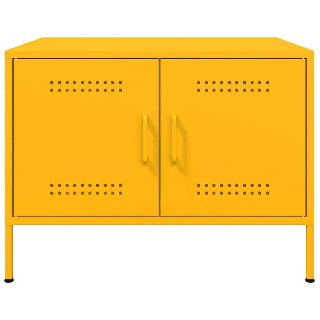 Salongbord sennepsgul 68x50x50,5 cm stål