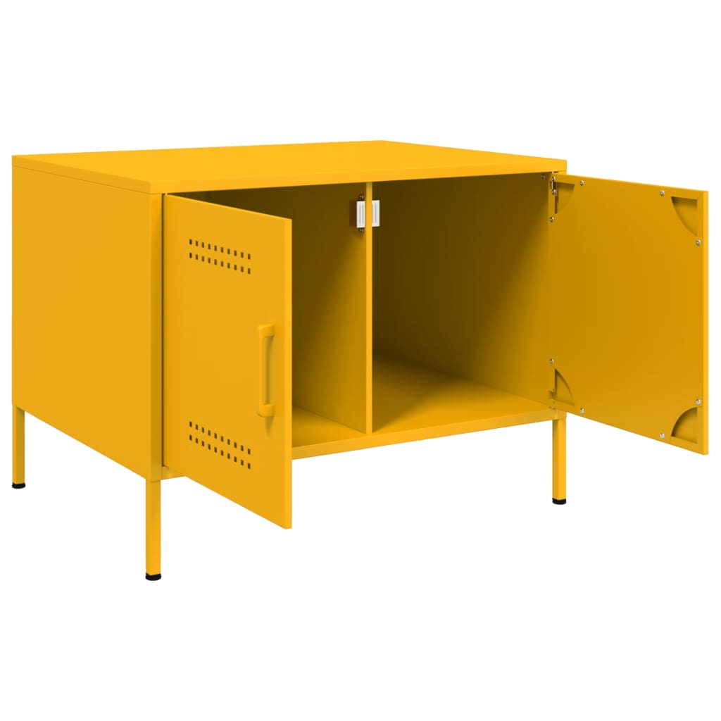 Salongbord sennepsgul 68x50x50,5 cm stål