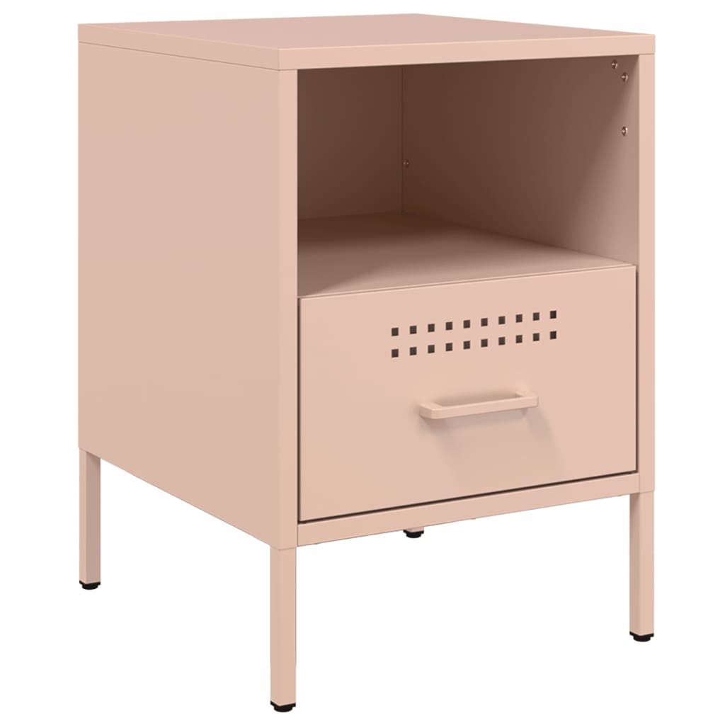Nattbord 2 stk rosa 36x39x50,5 cm stål