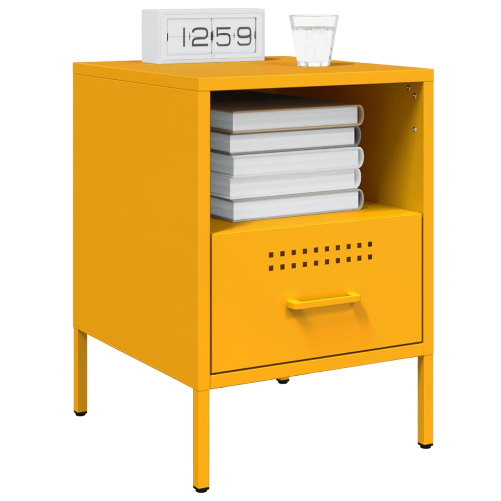 Nattbord 2 stk sennepsgul 36x39x50,5 cm stål