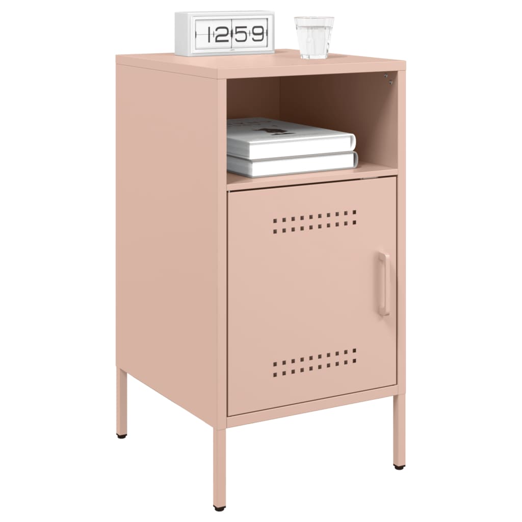 Nattbord 2 stk rosa 36x39x68 cm stål