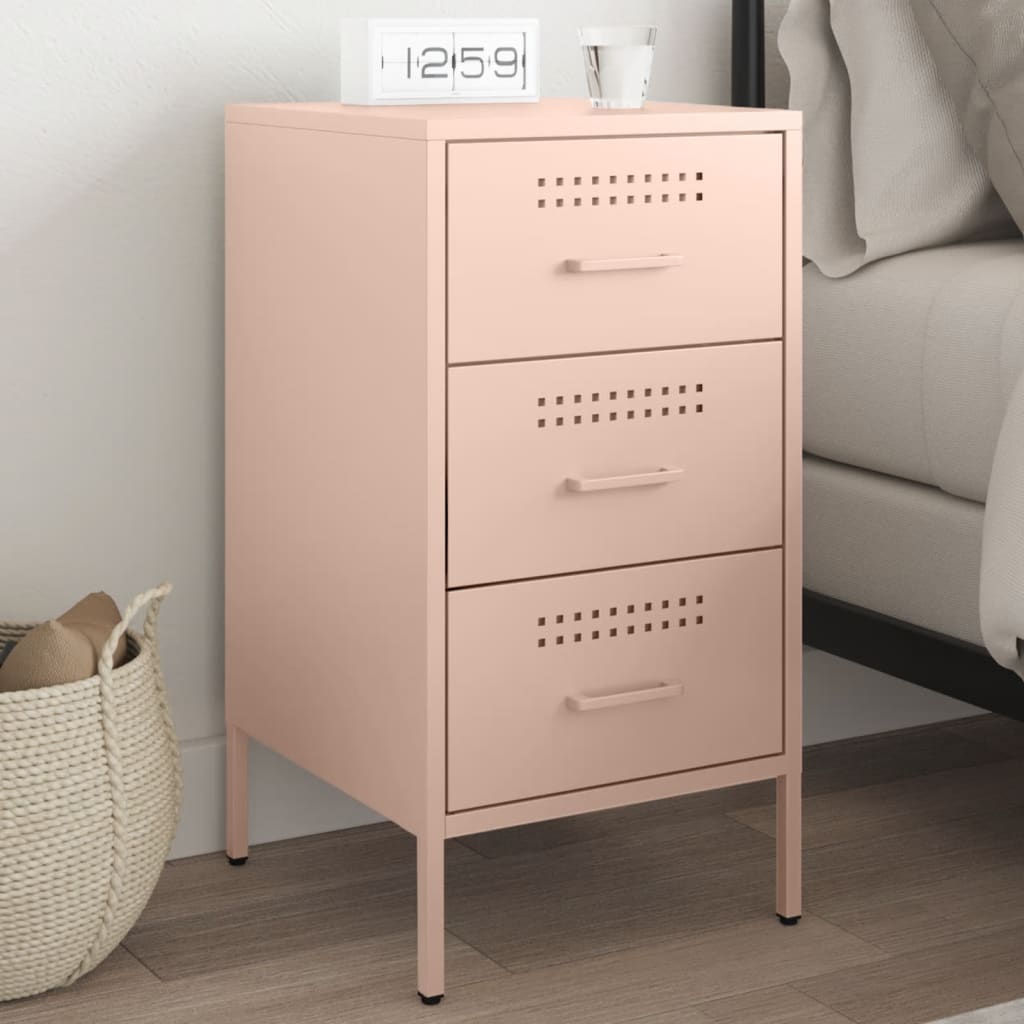 Nattbord rosa 36x39x68 cm stål