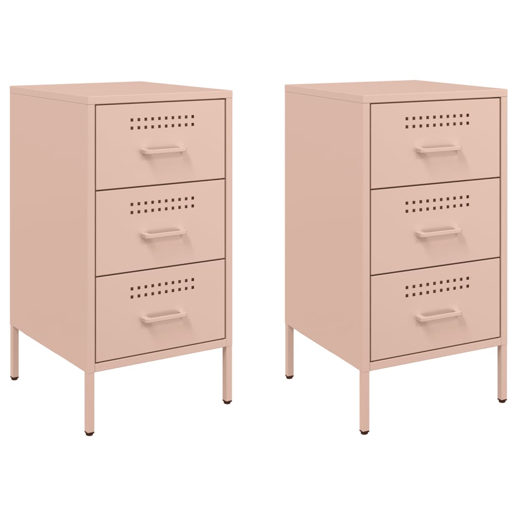 Nattbord 2 stk rosa 36x39x68 cm stål