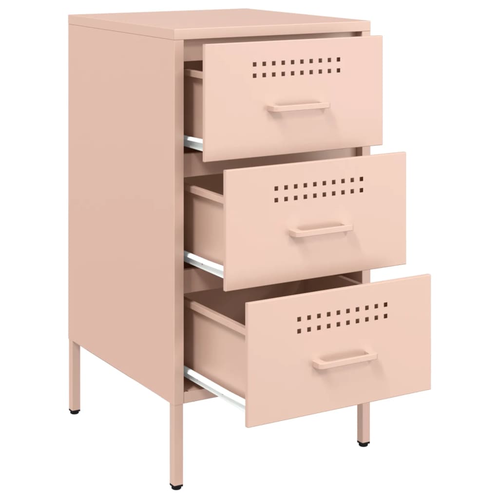 Nattbord 2 stk rosa 36x39x68 cm stål