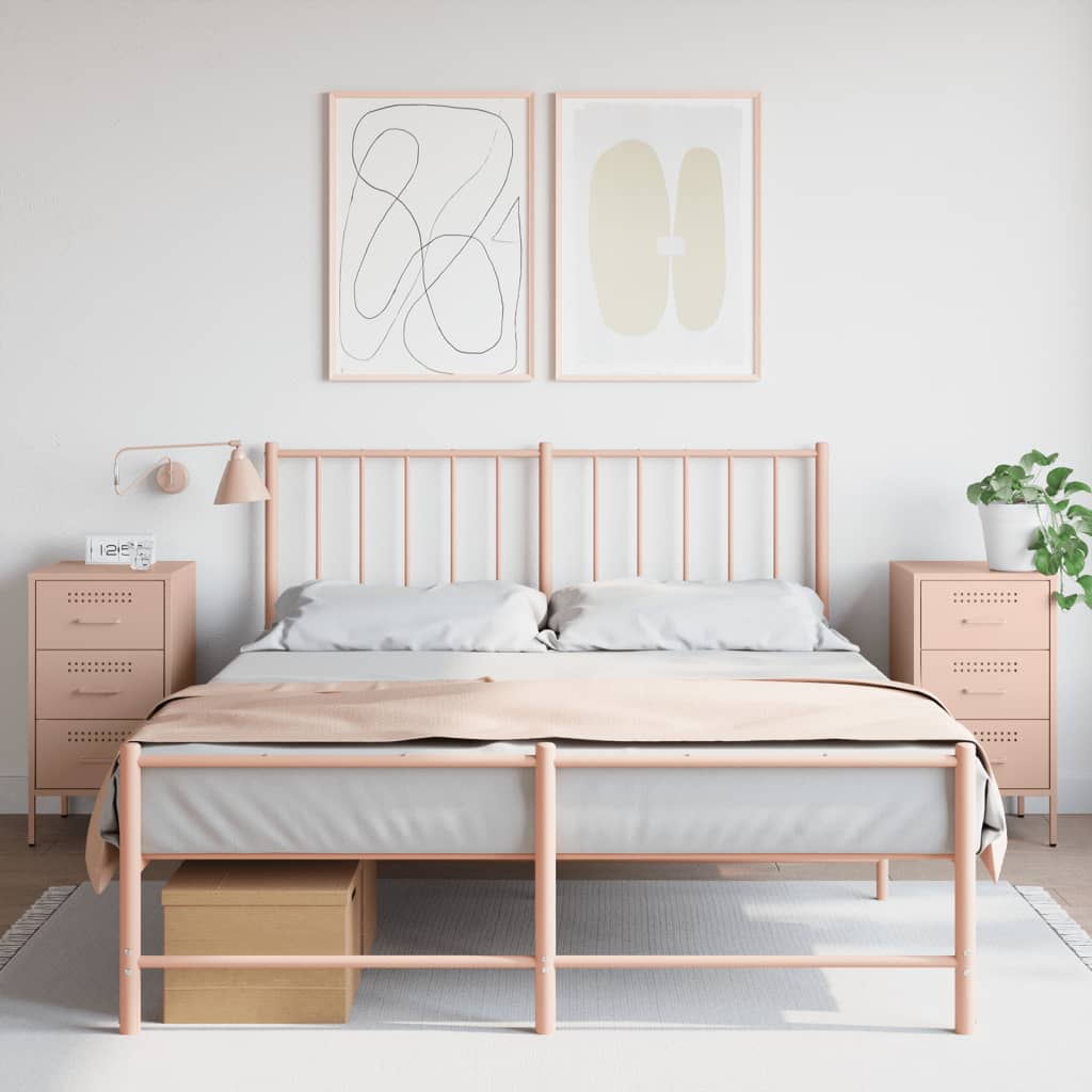Nattbord 2 stk rosa 36x39x68 cm stål