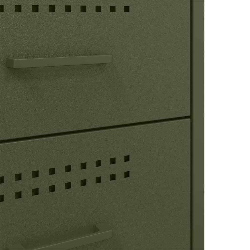 Nattbord 2 stk olivengrønn 36x39x68 cm stål